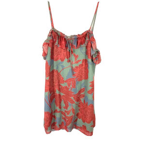 Red Carter Dress Women's Sz S Multicolor Ruffle Sleeveless Pullover Rayon